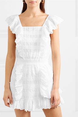 Margaret Ruffled Broderie Anglaise Cotton Mini Dress  from Loveshackfancy