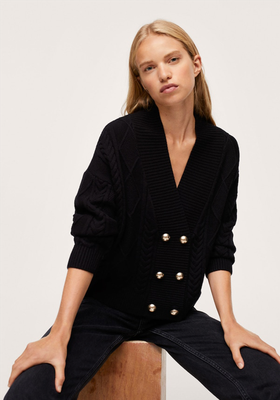 Buttoned Knit Braided Cardigan from Mango