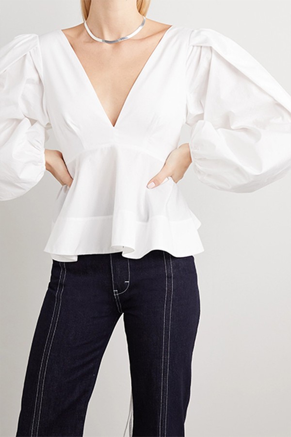 Carlenne Ruffled Cotton-Poplin Blouse from Solace London