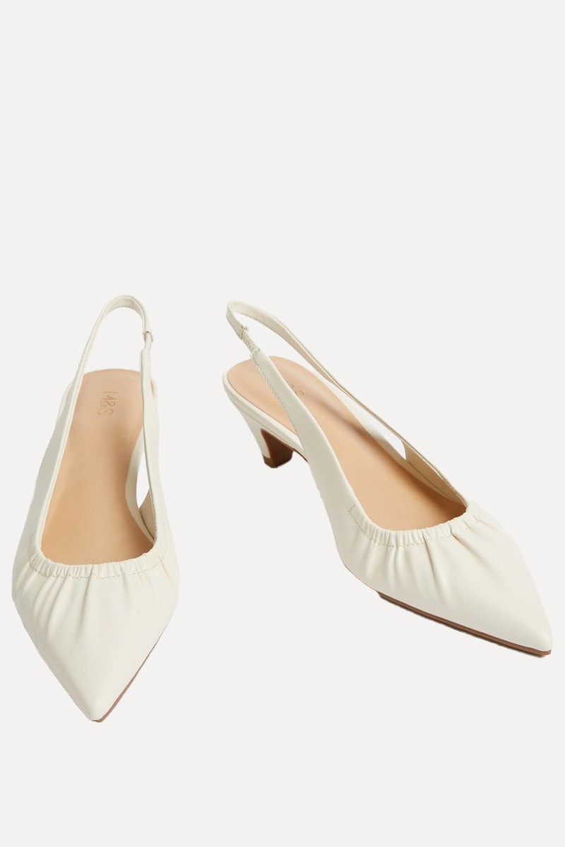 Slip On Kitten Heel Pointed Slingback Shoes