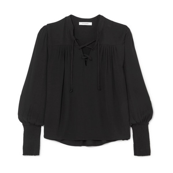 Lace-Up Crepe Blouse from FRAME