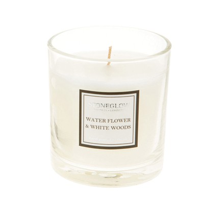 Water Flower & White Wood Scented Candle from Stoneglow