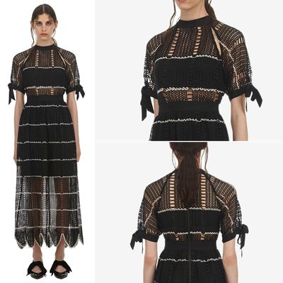 Crochet Scalloped Midi Dress