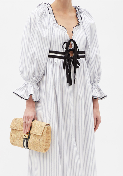 Eleanor Grosgrain-Tie Striped Cotton Dress from Lug Von Siga