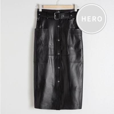 Belted Leather Midi Skirt from & Other Stories