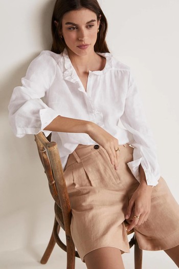 Ruffle Linen Popover Blouse from Boden