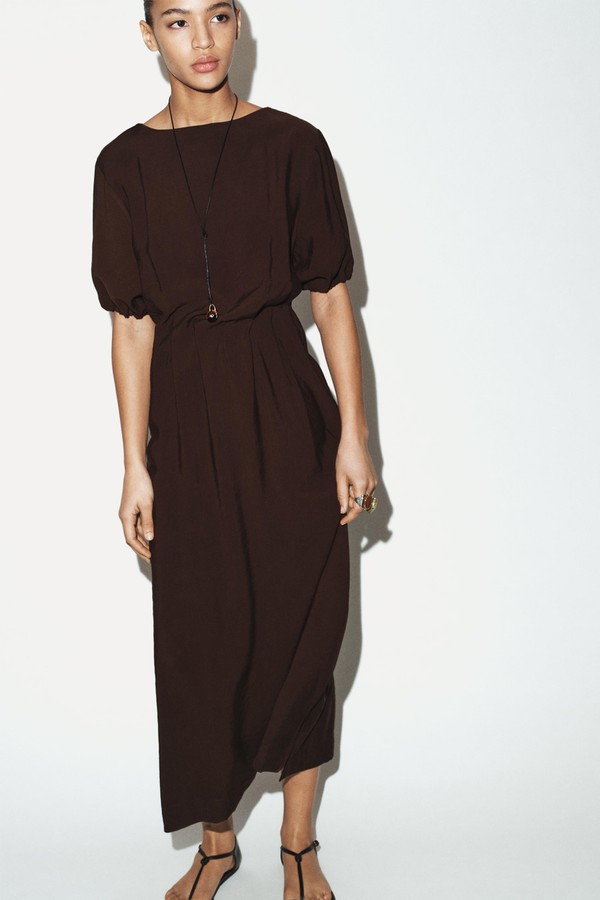 Flowing Pleated Midi Dress