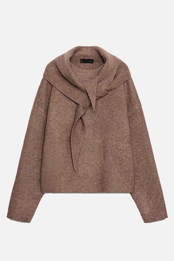 Knit Jumper With Scarf from Zara