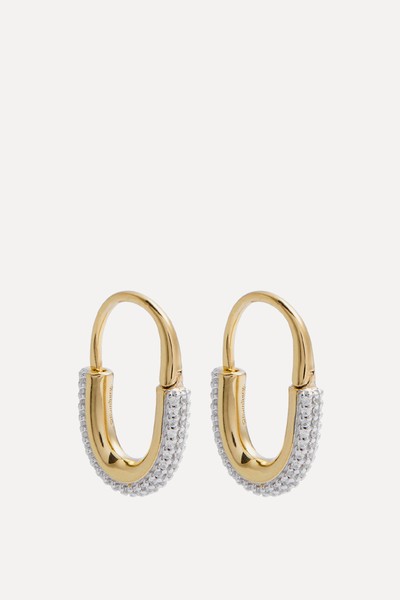 Roscida Pavé 14kt Gold Vermeil Hoop Earrings from Otiumberg