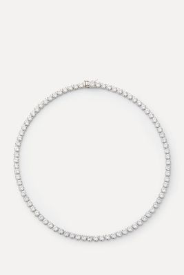 Rhodium-Plated Round Cubic Zirconia Classic Tennis Necklace  from CZ By Kenneth Jay Lane