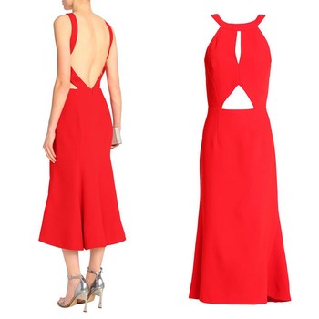 Fluted Cutout Crepe Midi Dress from Nicholas