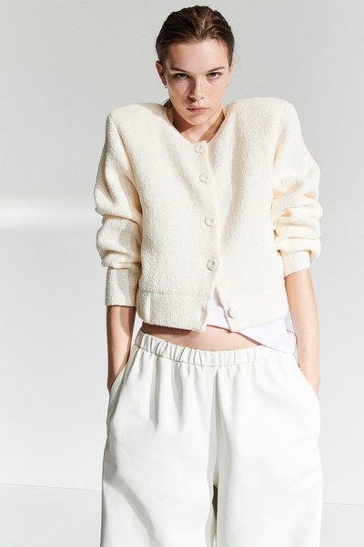 Knitted Shoulder-Pad Jacket 