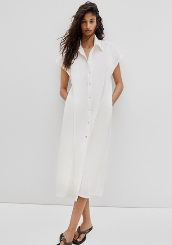 Short Sleeve Long Shirt Dress from Massimo Dutti 