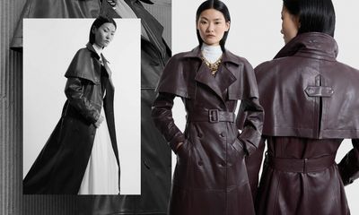 Leather Cape Detail Trench Coat