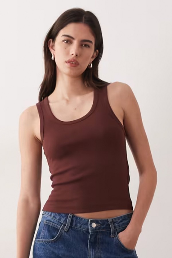 Thick Binding Rib Scoop Neck Vest from ASOS DESIGN