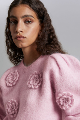 Rose-Applique Knit Jumper from & Other Stories