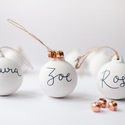 Hand-Lettered Christmas Baubles from Rose and Willow