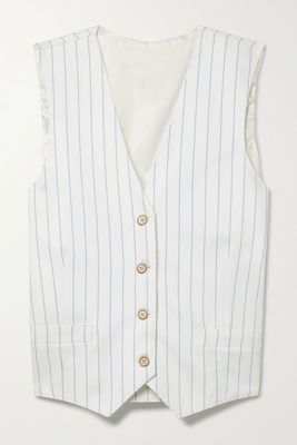 The Andrea Pinstriped Cotton-Twill Vest from Giuliva Heritage