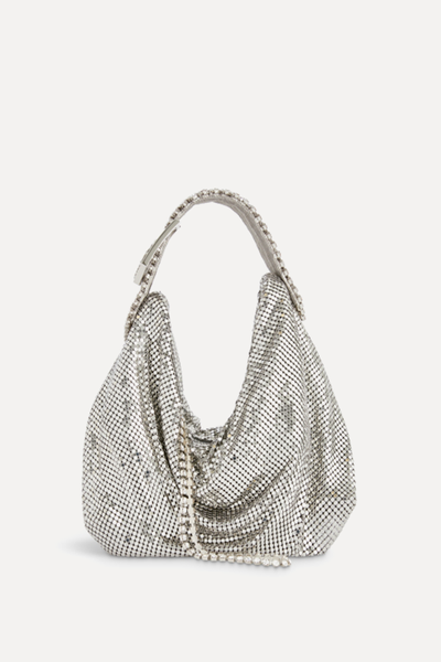 Jill Rhinestone-Embellished Woven Shoulder Bag from Gedebe