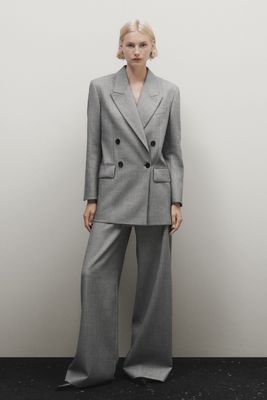 Textured Wide Leg Suit Trousers - Limited Edition