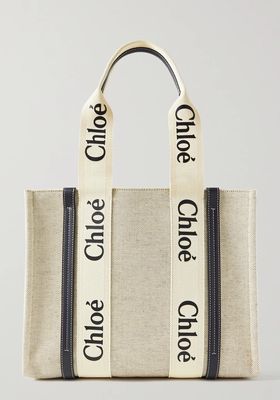 Woody Leather-Trimmed Canvas Tote from Chloé