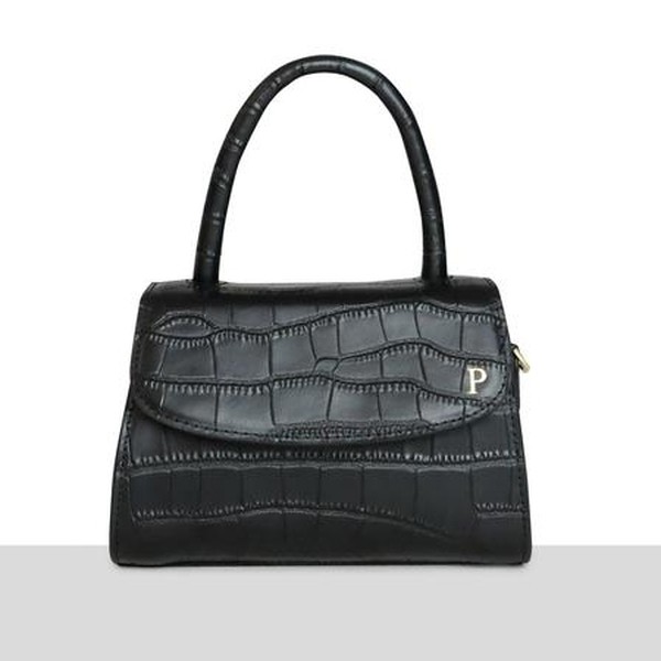 Black Croc Cross Body Grab Bag from Azurina