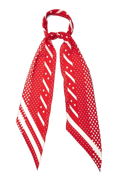 Polka-Print Classic Skinny Silk Scarf from Rockins