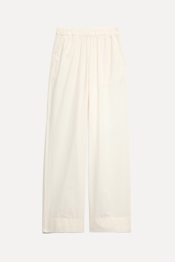 Pure Cotton Poplin Pull On Straight Leg Trousers from MARKS & SPENCER