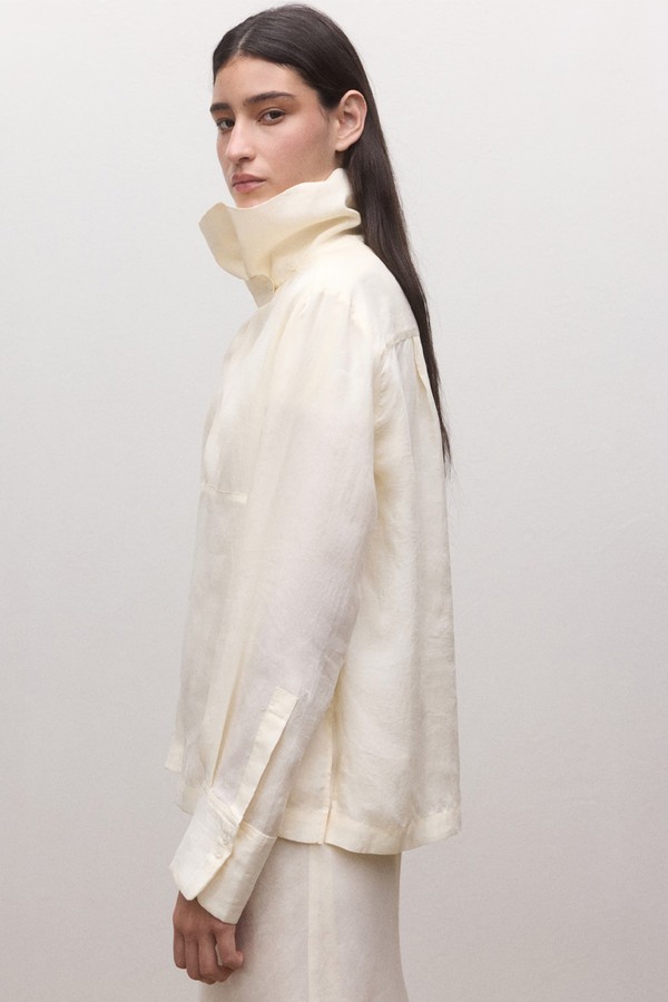 Lyocell Funnel Neck Shirt