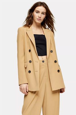 Camel Twill Double Breasted Suit Blazer from Topshop