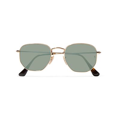 Square-Frame Gold-Tone Mirrored Sunglasses from Ray-Ban