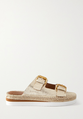 Glyn Metallic Leather Espadrille Platform Slides from See By Chloé