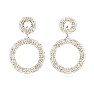 Crystal Circular-Drop Clip Earrings from Alessandra Rich