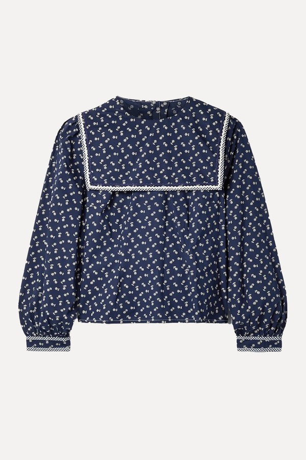 Renoir Floral-Print Organic Cotton-Poplin Top from DÔEN