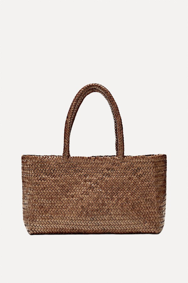Medium Braided Nappa Leather Tote Bag from Massimo Dutti