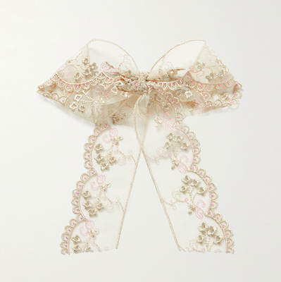 Lacey Embroidered Tulle Hair Clip from Lelet NY