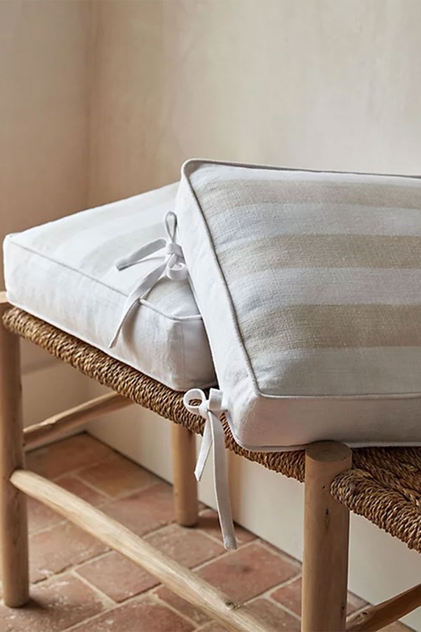 Natural Wide Stripe Seat Pad from The White Company