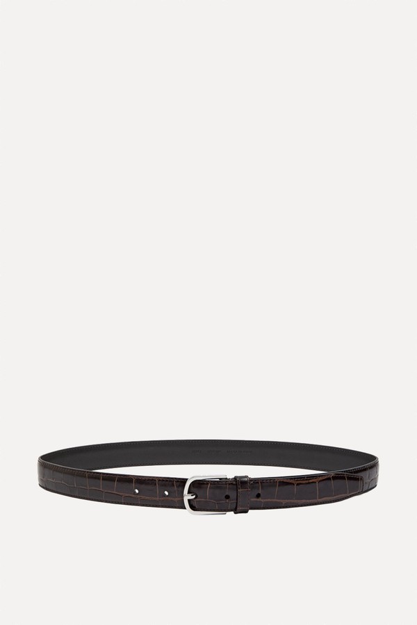 Crocodile-Effect Leather Belt from Toteme