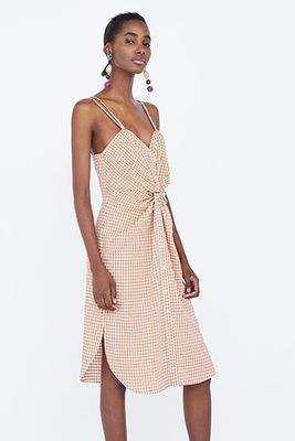 Checked Dress With Knot Detail from Zara