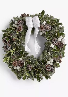 Real Christmas Wreath, White Trim from John Lewis