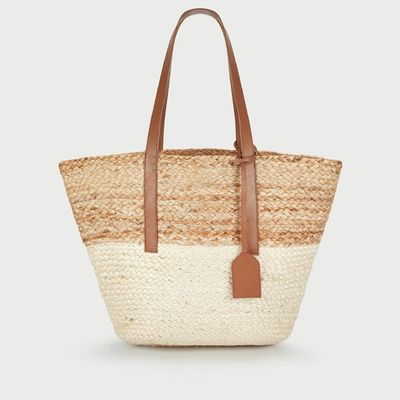 Colourblock Straw Bag from The White Company