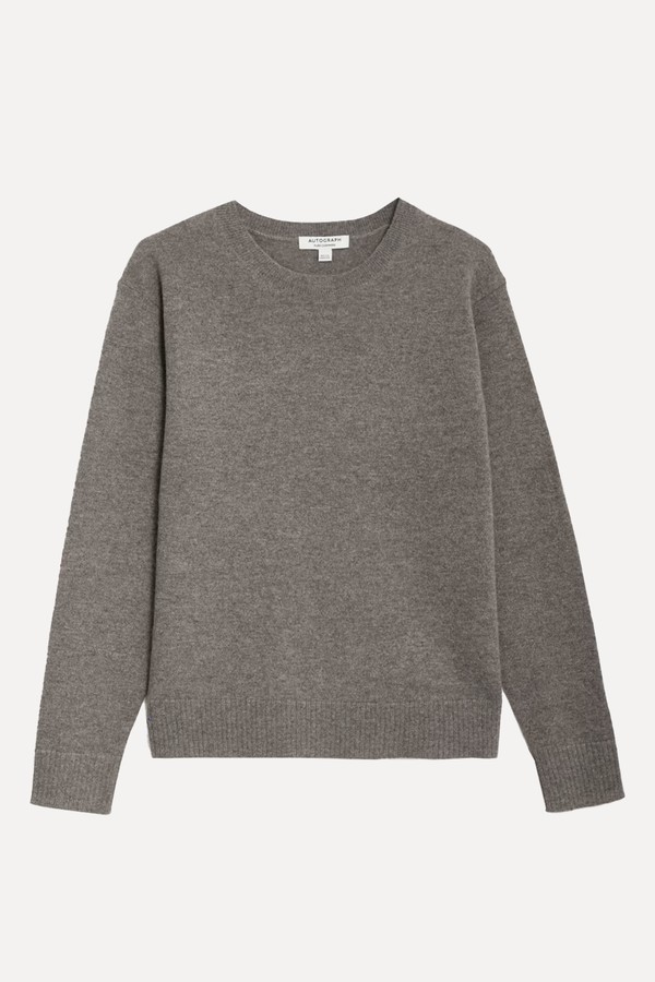 Pure Cashmere Textured Crew Neck Jumper from Autograph