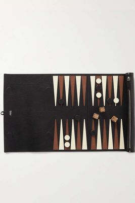 Portable Leather Backgammon Set from Métier 