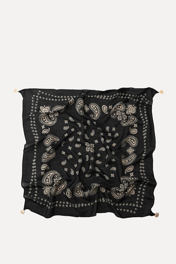 Modal Scarf With Print & Faux Pearls from ZARA