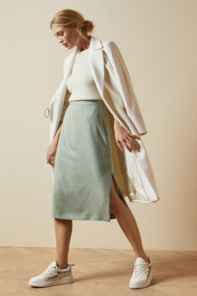 Panelled Skirt With Side Slit