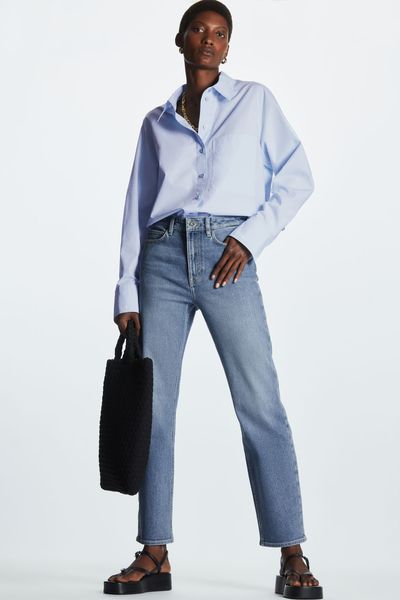 Straight-Leg Ankle-Length Jeans