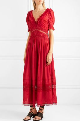 Lace-Trimmed Chiffon Dress from Self-Portrait