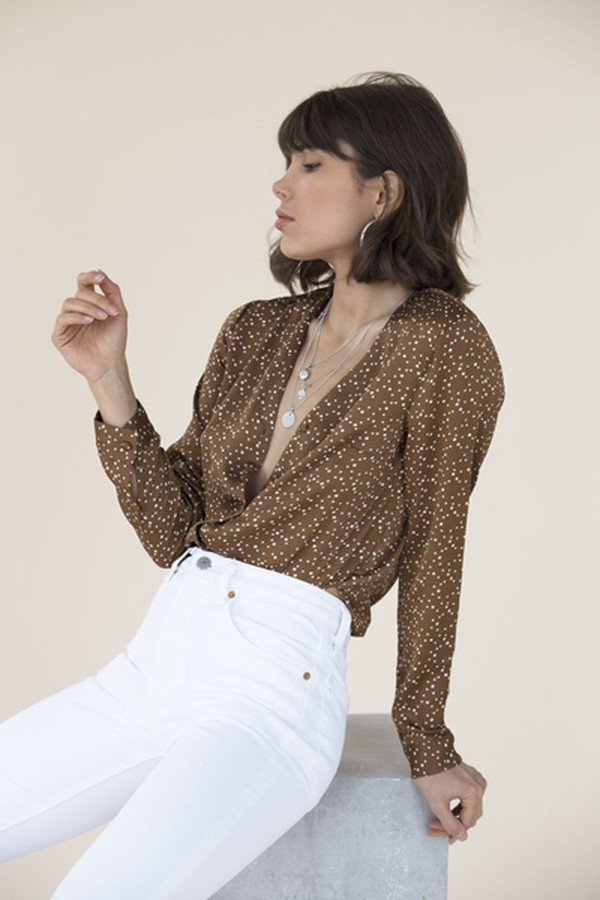 Lolani Blouse Coffee Polka from The Sisterhood