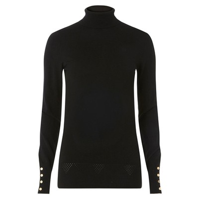 Black Roll Neck Long Sleeve Top