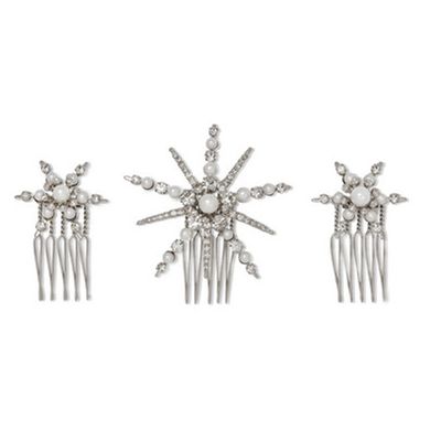 Swarovski Crystal & Faux Pearl Hair Slides from Lelet NY